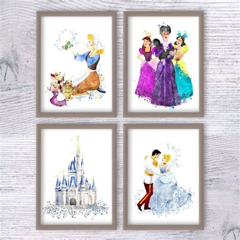 Cinderella Poster Set Of 4 Disney Wall Decor Cinderella And Etsy