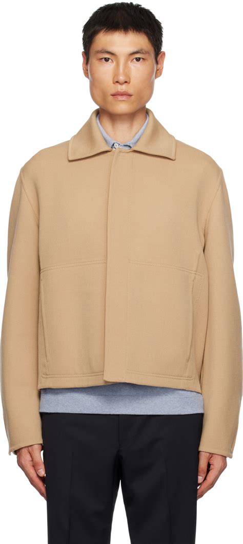 Blouson beige à boutons pression ZEGNA en solde