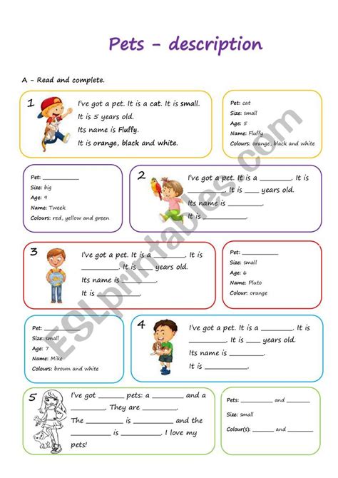 Pets Description W Esl Worksheet By Nannini