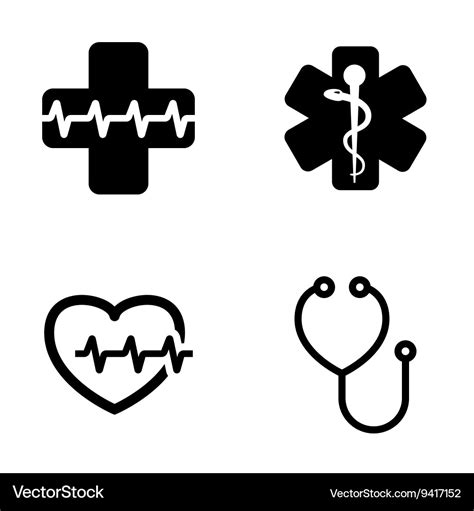 Black medical symbol icons set Royalty Free Vector Image