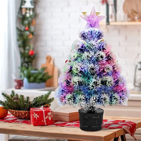 Petit Sapin de Noël en Fibre Optique de Table Mini Sapin de Noël