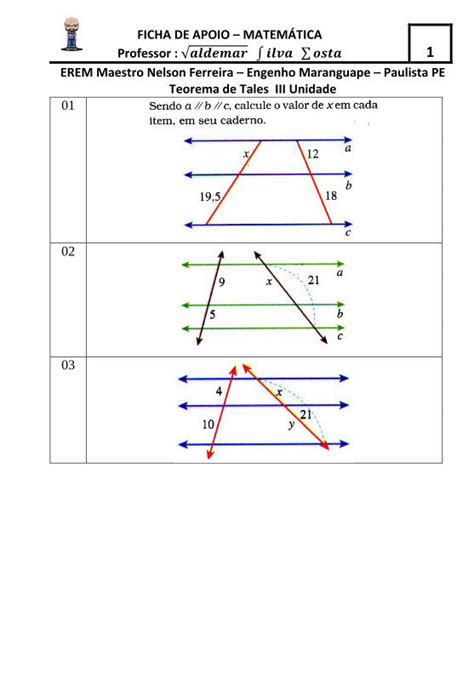 Pdf Ficha De Apoio Teorema De Tales Dokumen Tips