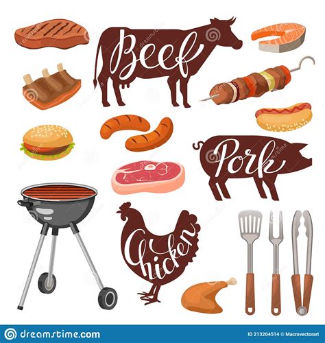 Conjunto de elementos bbq ilustración del vector Ilustración de