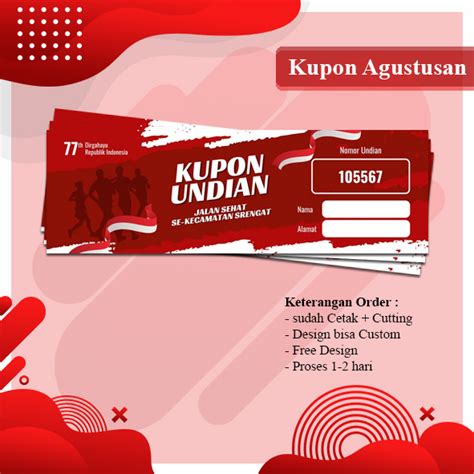 Jual Cetak Kupon Agustusan Kupon Jalan Sehat Free Design Shopee