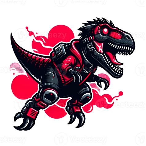 AI generated a cartoon t - rex dinosaur with red and black armor ...