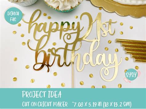 Happy 21st Birthday Cake Topper Svg 21st Birthday Cake Etsy