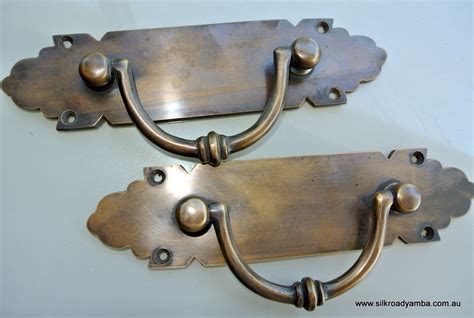 Large Heavy Pulls Handles Box Antique Solid Brass Vintage Old Drawer