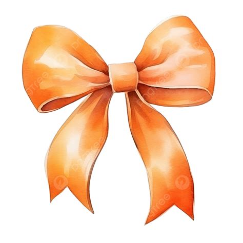 Watercolor Orange Ribbon Bow Red Dot Watercolor PNG Transparent