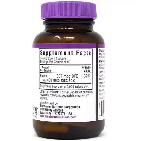 ᐉ Фолиевая кислота Bluebonnet Nutrition Folic Acid 400 мг 90 ...