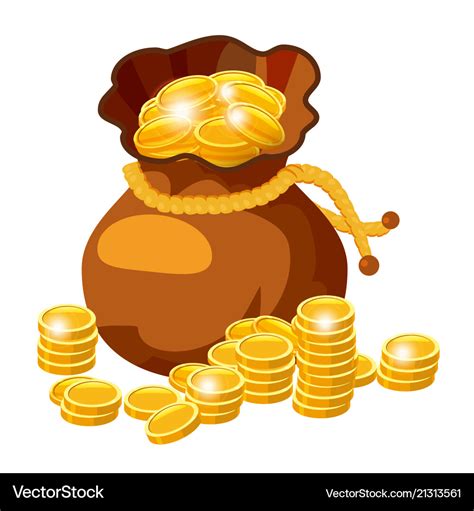 Cartoon Big Old Bag With Gold Coins Cash Prize Vector Image