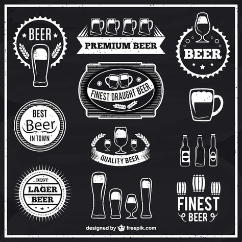 Black and white beer labels | Free Vector