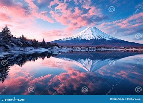 Mt Fuji At Kawaguchiko Lake In Japan Beautiful Scenic Landscape Of