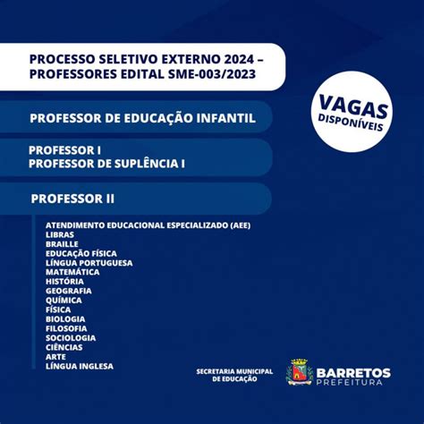 BARRETOS Prefeitura Abre Processo Seletivo 2024 Para Professores