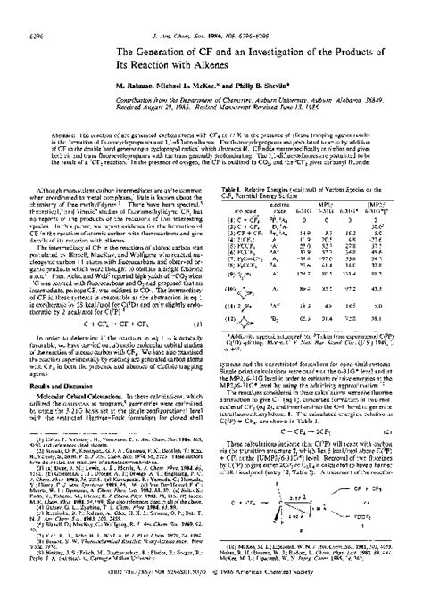 Pdf The Generation Of Carbon Monofluoride Cf And An Investigation