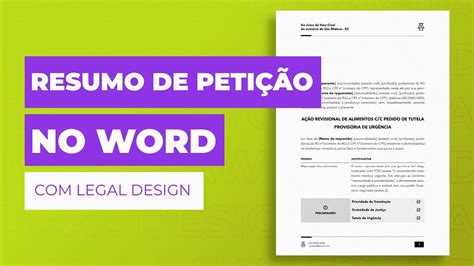 Criando Resumo De Peti O Inicial No Word Visual Law Passo A