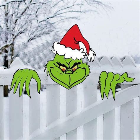 3pcs Grinchs Fence Peeker Decoration Grinchs Decor For Tree Grinchs