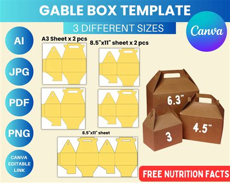 Medium Gable Box Template Svg Dxf Pdf Png Digital