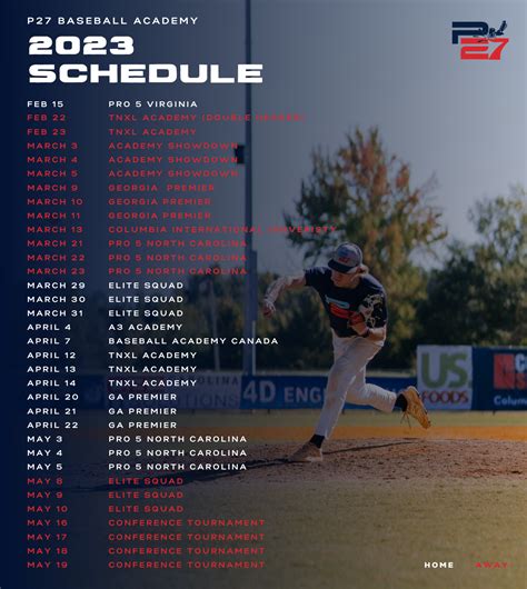 Schedule — p27 baseball academy