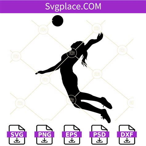 Women Spiking Volleyball Svg Svg Place