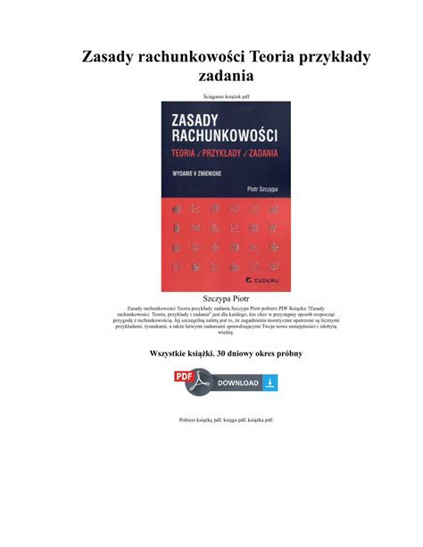 Pdf Zasady Rachunkowo Ci Teoria Przyk Ady Zadania Szczypa