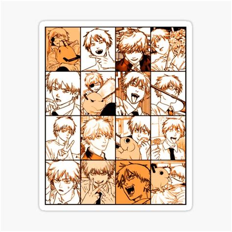 "Denji Chainsaw man manga panels collage color version" Sticker for ...