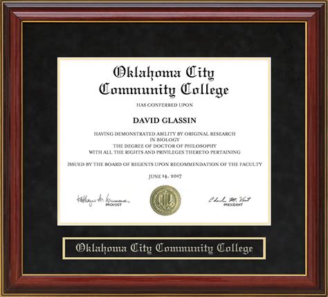 Oklahoma City Community College (OCCC) Mahogany Diploma Frame: Wordyisms