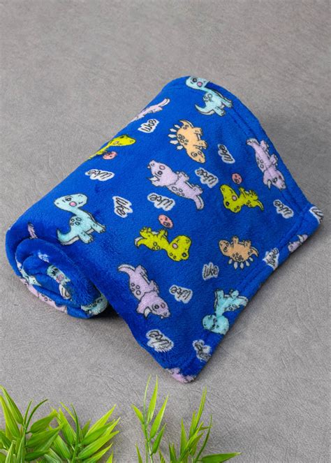 Manta Infantil Microfibra Azul Dinossauro Ropek Moda Beb