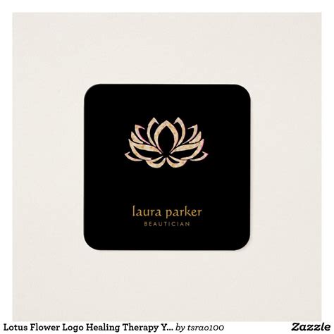 Lotus Flower Logo Healing Therapy Yoga Holistic Square Business Card