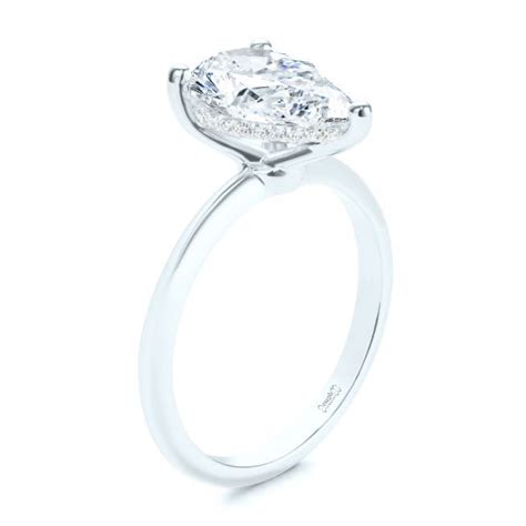 Platinum Pear Shaped Hidden Halo Diamond Engagement Ring