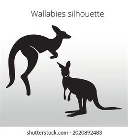 Set Wallabies Silhouettes Line Isolated Logo Stock Vector (Royalty Free ...