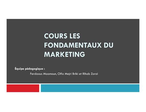 Chapitre 1 Section 2 Cours Les Fondamentaux Du Marketing Équipe