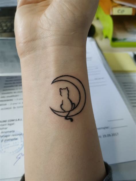 Cat And Moon Silhouette Tattoo