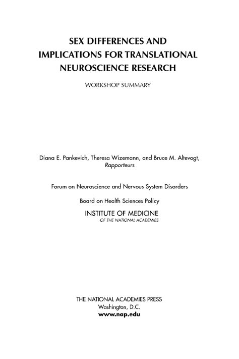 Front Matter Sex Differences And Implications For Translational