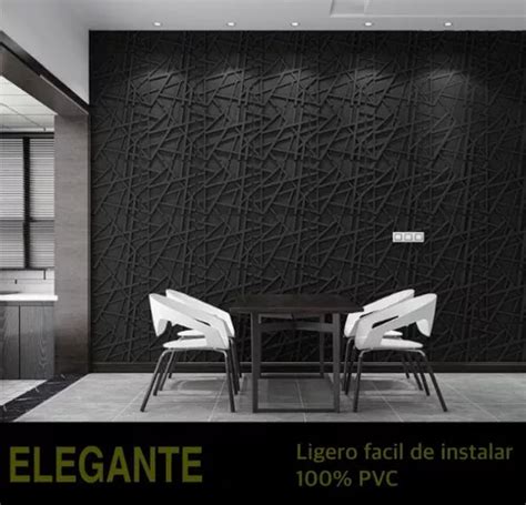 Panel Decorativo 3d Pvc 12pzs 3m2 Negro Mate Pickone Deco