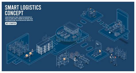 D Isometric Smart Logistics Concept With Warehouse Logistics And