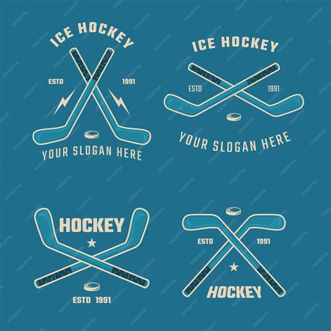 Premium Vector Ice Hockey Sport Simple Vector Icon Set On Blue Background