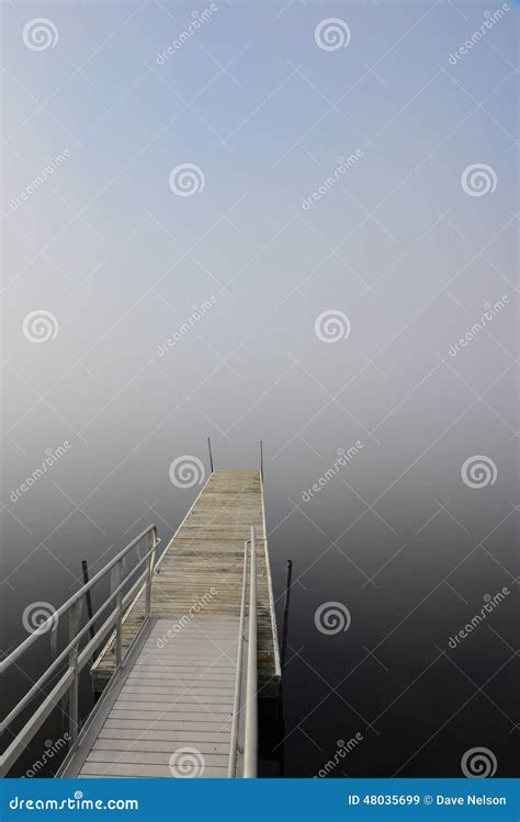 Vanishing Dock In Lake With Heavy Fog Stock Image Image Of Grey