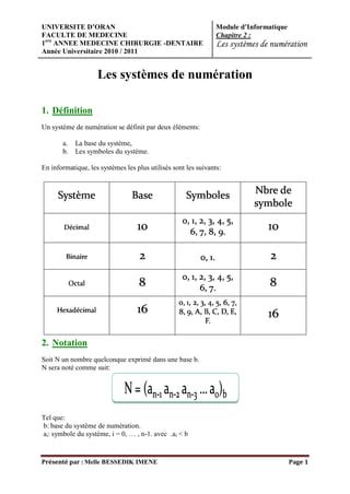 Chapitre2 les systèmes de numération PDF