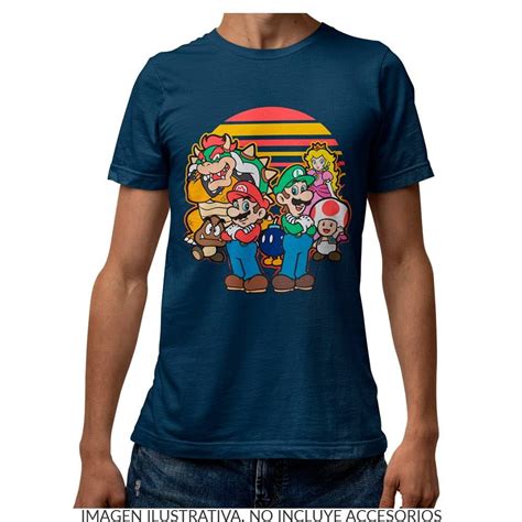 Playera Super Mario Talla M Manga Corta Con Estampado Mario Luigi Peach