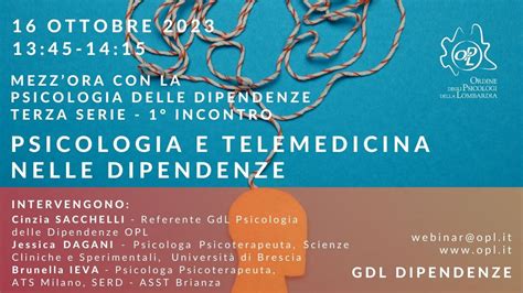 Mezzora Con La Psicologia Delle Dipendenze Terza Serie Primo