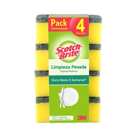 Esponjas Abrasivas Scotch Brite 3m Limpieza Pesada 4 Un