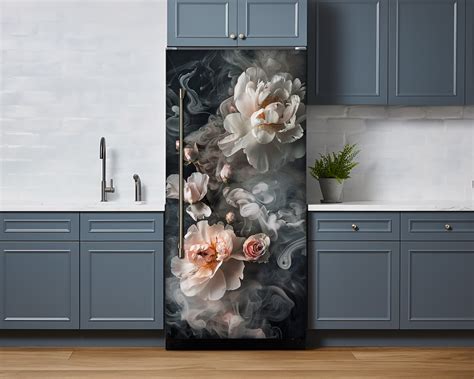 Floral Fridge Vinyl Decal Watercolor Peony Flowerd Fridges