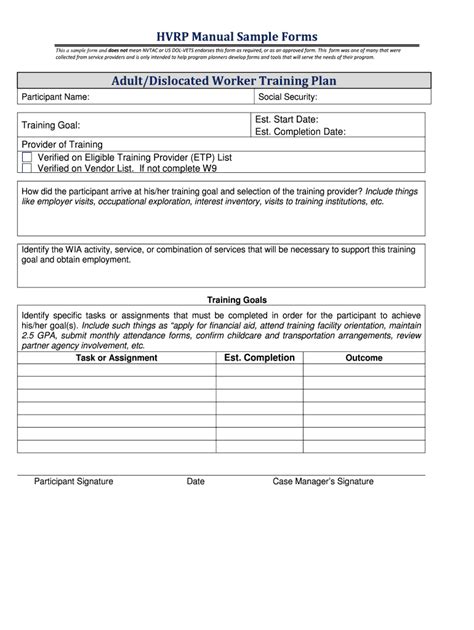 Fillable Online Nvtac HVRP Manual Sample Forms Adult Dislocated Worker