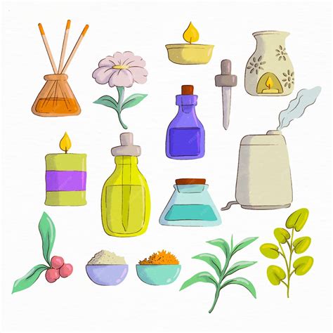 Colección De Elementos De Aromaterapia Dibujados A Mano Vector Gratis