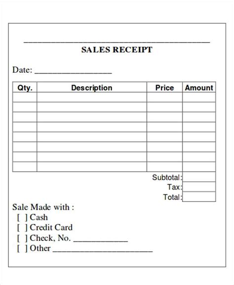 Printable Sales Receipt