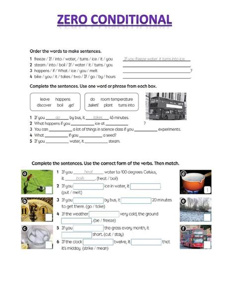 Ficha De Zero Conditional En Pdf Online Grammar And Vocabulary Grammar