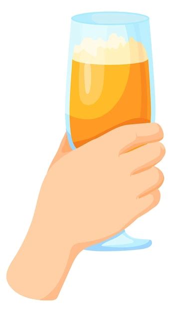 Premium Vector Party Toast Hand Hold Drink Glass Cartoon Icon