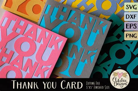 Thank You Card SVG - Thanks Card Cutting File, DXF, PNG, EPS