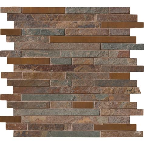 Ms International Rustic Creek Interlocking 12 In X 12 In X 8 Mm Metal And Stone Mesh Mounted