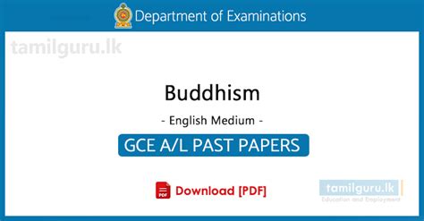 Gce A L Buddhism Past Papers English Medium